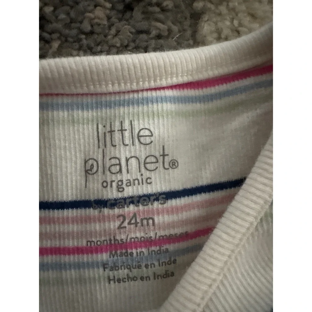 21. Little Planet Carters Organic Cotton Striped Long Sleeve Bodysuit 24M Pink